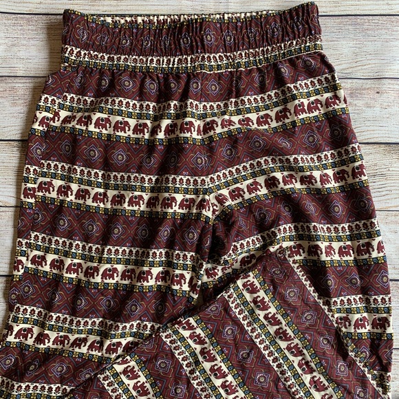 Melissa | Burgundy Elephant Tribal Print Pant - Picture 2 of 6